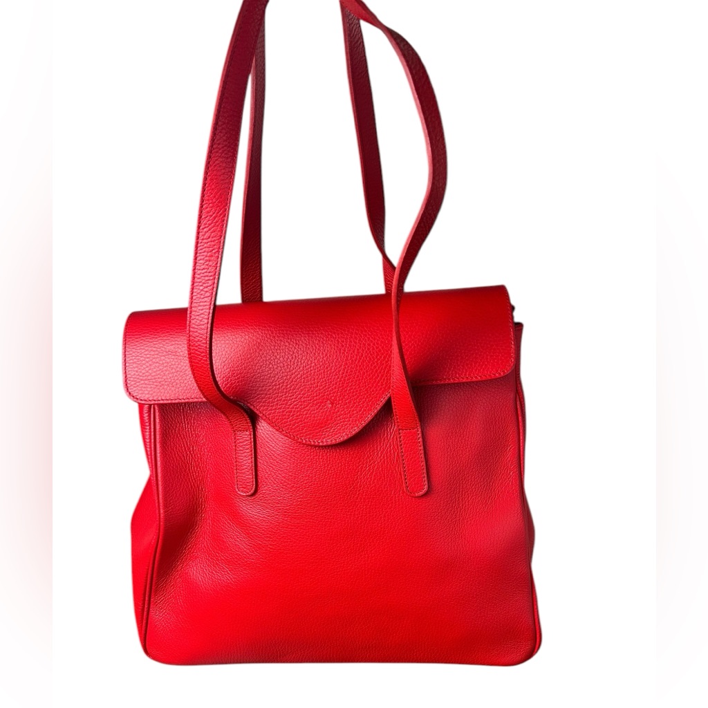 Fabriano Red Leather Bag Made In Italy